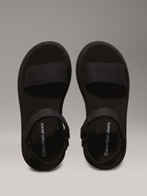 triple black canvas platform sandals for women calvin klein jeans