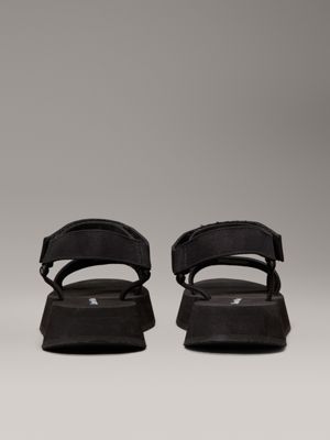 triple black canvas platform sandals for women calvin klein jeans