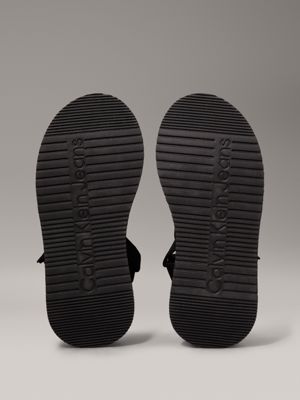 triple black canvas platform sandals for women calvin klein jeans