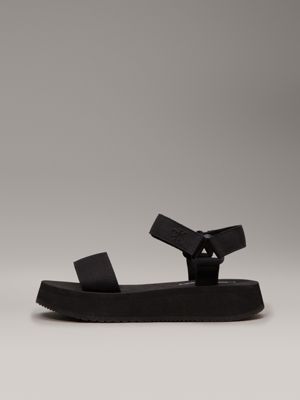 triple black canvas platform sandals for women calvin klein jeans