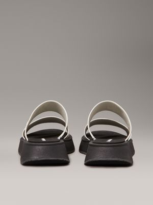 silver birch/black leather platform sandals for women calvin klein jeans