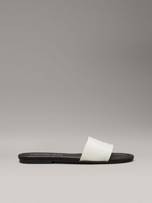 blue faux leather sliders for women calvin klein jeans