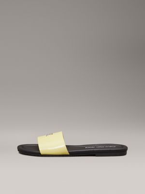 chanclas de piel sintética muted lime/black de mujeres calvin klein jeans