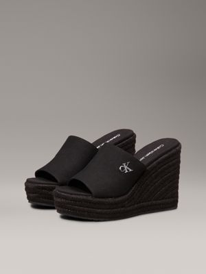 triple black platform espadrille wedge sliders for women calvin klein jeans