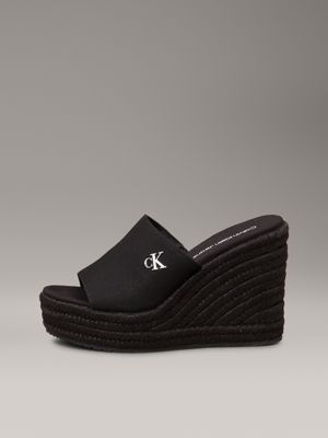 triple black platform espadrille wedge sliders for women calvin klein jeans