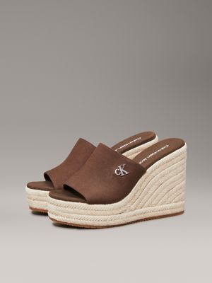 rocky brown platform espadrille wedge sliders for women calvin klein jeans