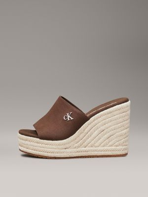 rocky brown platform espadrille wedge sliders for women calvin klein jeans