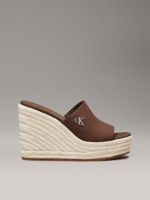 brown platform espadrille wedge sliders for women calvin klein jeans