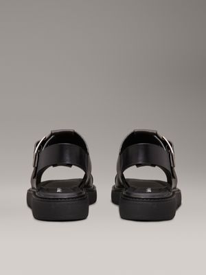 triple black leather fisherman sandals for women calvin klein jeans