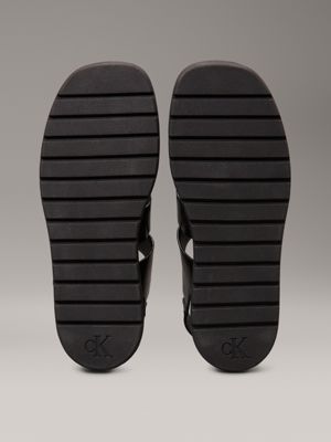 triple black leather fisherman sandals for women calvin klein jeans