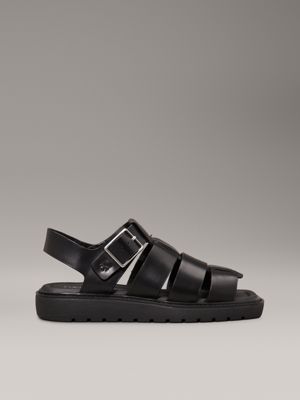 black leather fisherman sandals for women calvin klein jeans