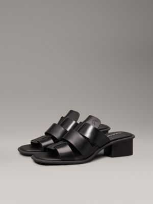 triple black heeled fisherman sandals for women calvin klein jeans