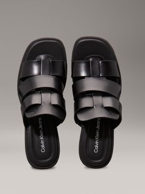 triple black heeled fisherman sandals for women calvin klein jeans