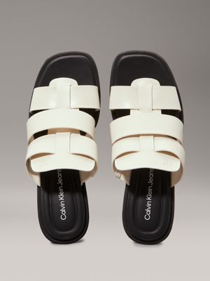 turtle dove/black heeled fisherman sandals for women calvin klein jeans