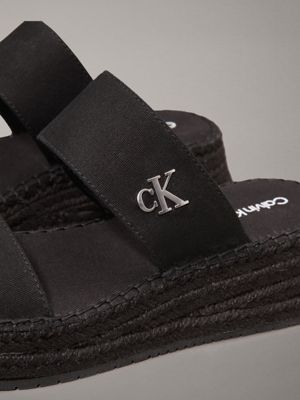 triple black canvas platform espadrilles for women calvin klein jeans