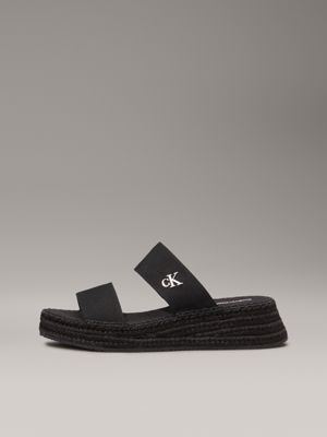 triple black canvas platform espadrilles for women calvin klein jeans