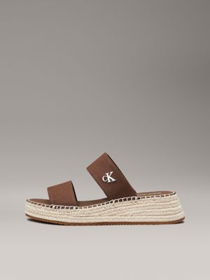 rocky brown canvas platform espadrilles for women calvin klein jeans