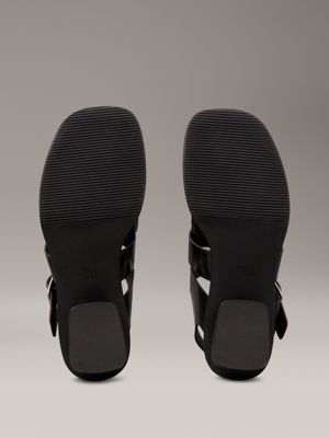 triple black heeled fisherman sandals for women calvin klein jeans