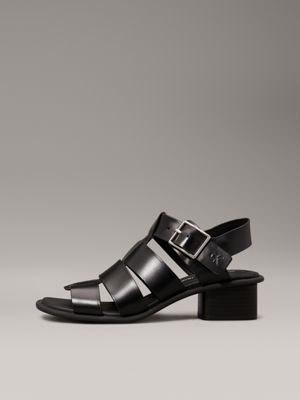 triple black heeled fisherman sandals for women calvin klein jeans