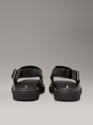 triple black leather sandals for women calvin klein jeans