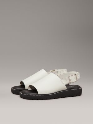 silver birch/black leather sandals for women calvin klein jeans