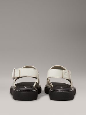 silver birch/black leather sandals for women calvin klein jeans