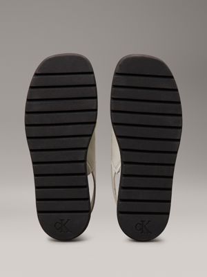 silver birch/black leather sandals for women calvin klein jeans