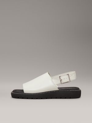 silver birch/black leather sandals for women calvin klein jeans