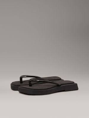 triple black square wedge flip flops for women calvin klein jeans