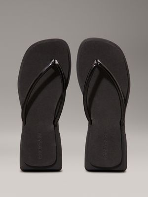 triple black square wedge flip flops for women calvin klein jeans