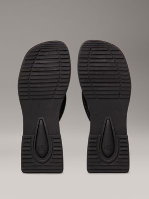 triple black square wedge flip flops for women calvin klein jeans