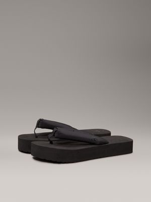 triple black platform flip flops for women calvin klein jeans