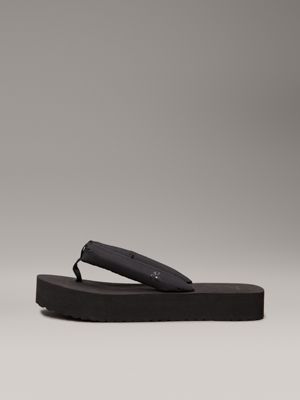 triple black platform flip flops for women calvin klein jeans