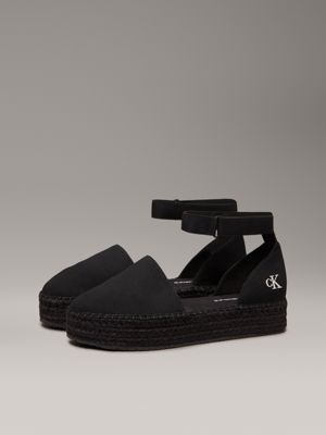 triple black canvas platform espadrilles for women calvin klein jeans