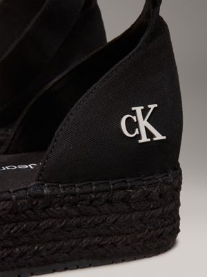 triple black canvas platform espadrilles for women calvin klein jeans