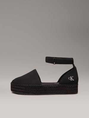 triple black canvas platform espadrilles for women calvin klein jeans