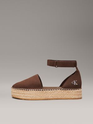 rocky brown canvas platform espadrilles for women calvin klein jeans