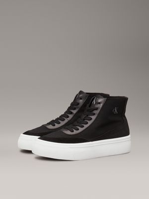 black/bright white canvas platform high-top trainers for women calvin klein jeans