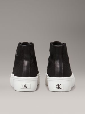 black/bright white canvas platform high-top trainers for women calvin klein jeans