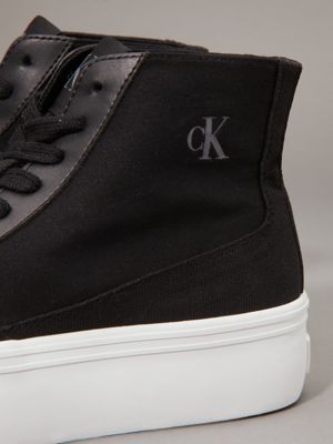 black/bright white canvas platform high-top trainers for women calvin klein jeans