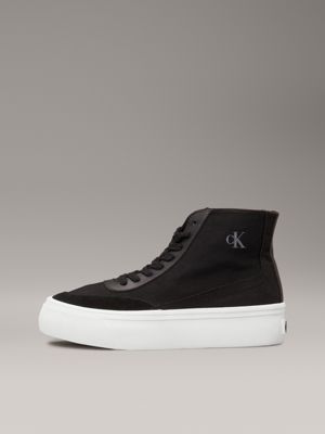 black/bright white canvas platform high-top trainers for women calvin klein jeans