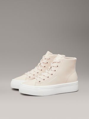 whisper pink leather platform high-top trainers for women calvin klein jeans