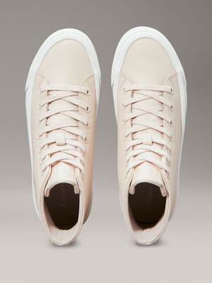 whisper pink leather platform high-top trainers for women calvin klein jeans