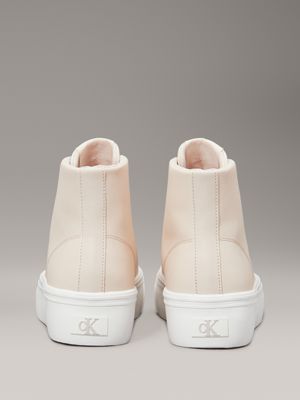 whisper pink leather platform high-top trainers for women calvin klein jeans