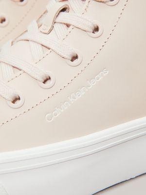 whisper pink leather platform high-top trainers for women calvin klein jeans