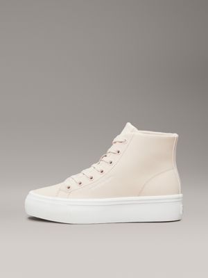 whisper pink leather platform high-top trainers for women calvin klein jeans