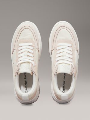 creamy white/whisper pink/b white suede platform trainers for women calvin klein jeans