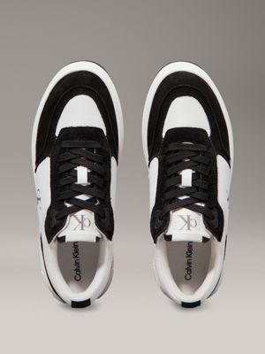 bright white/black suede platform trainers for women calvin klein jeans