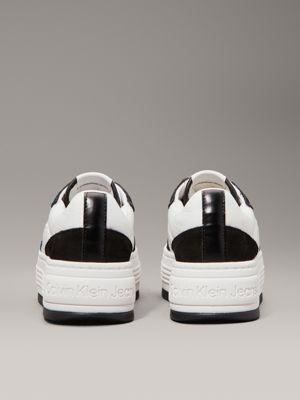 bright white/black suede platform trainers for women calvin klein jeans