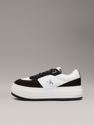 bright white/black suede platform trainers for women calvin klein jeans